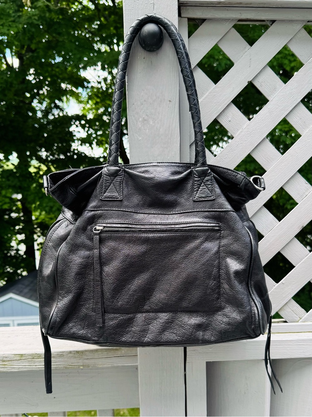 Day & Mood Black Leather Tote Handbag